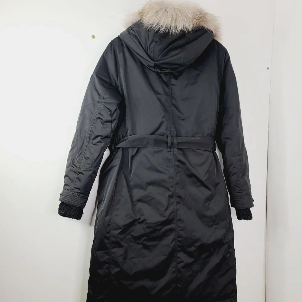 Burberry Women's Black Faux Fur Hoodie Winter Snow‎ Trench Coat Size 4 - Picture 3 of 7